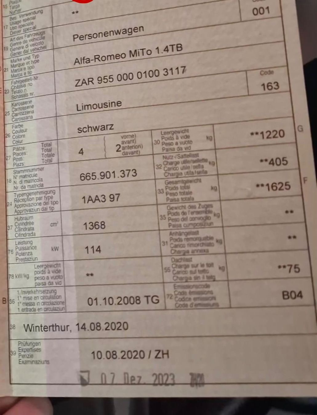 Alfa Romeo Automobili: Alfa Romeo MiTo 1.4 Turbo 155ps – Usato da Hagenbuch ZH venduto da GTAR96 8
