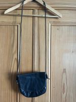 retro Handtasche Leder dunkelblau