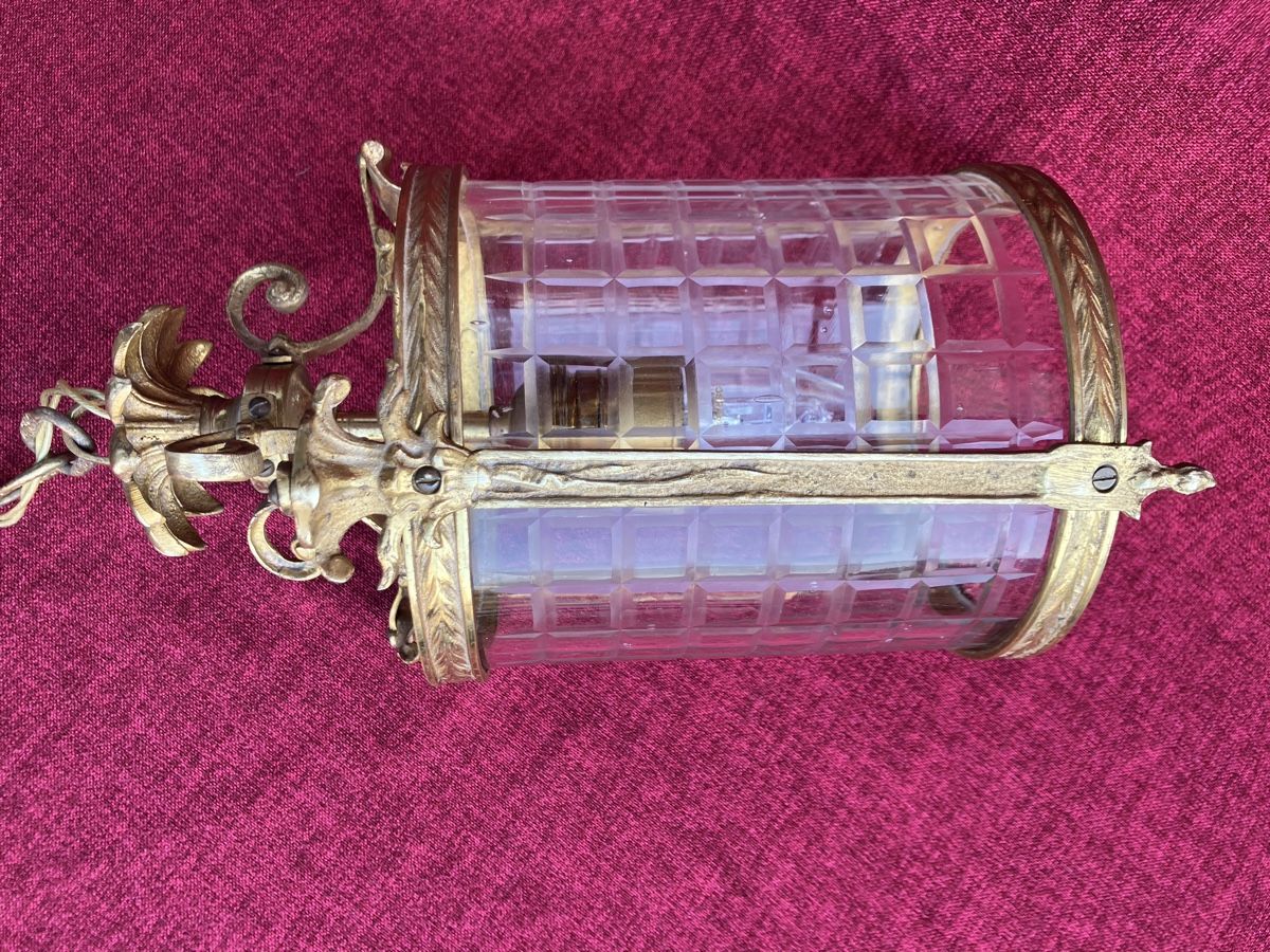 Lampadari & plafoniere: Jugendstil Messing Deckenlampe mit geschliffener Kristalglas – Usato da Zürich venduto da Artnuvo 8