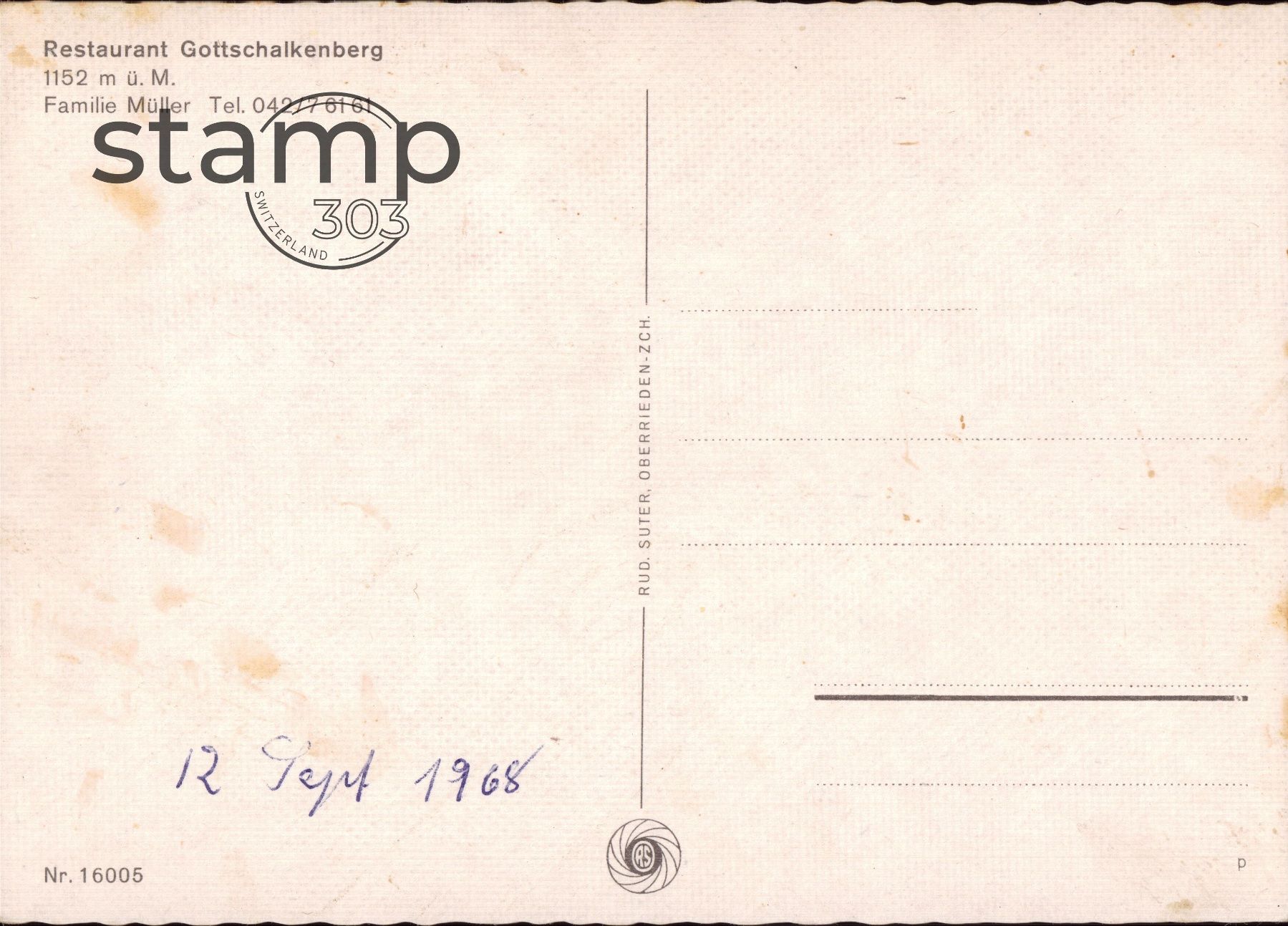 Cartoline postali: 1968 AK Gottschalkenberg Restaurant – Usato da Eggersriet venduto da stamp303 1