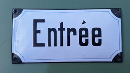 Original altes Emailleschild, Entrée, antik