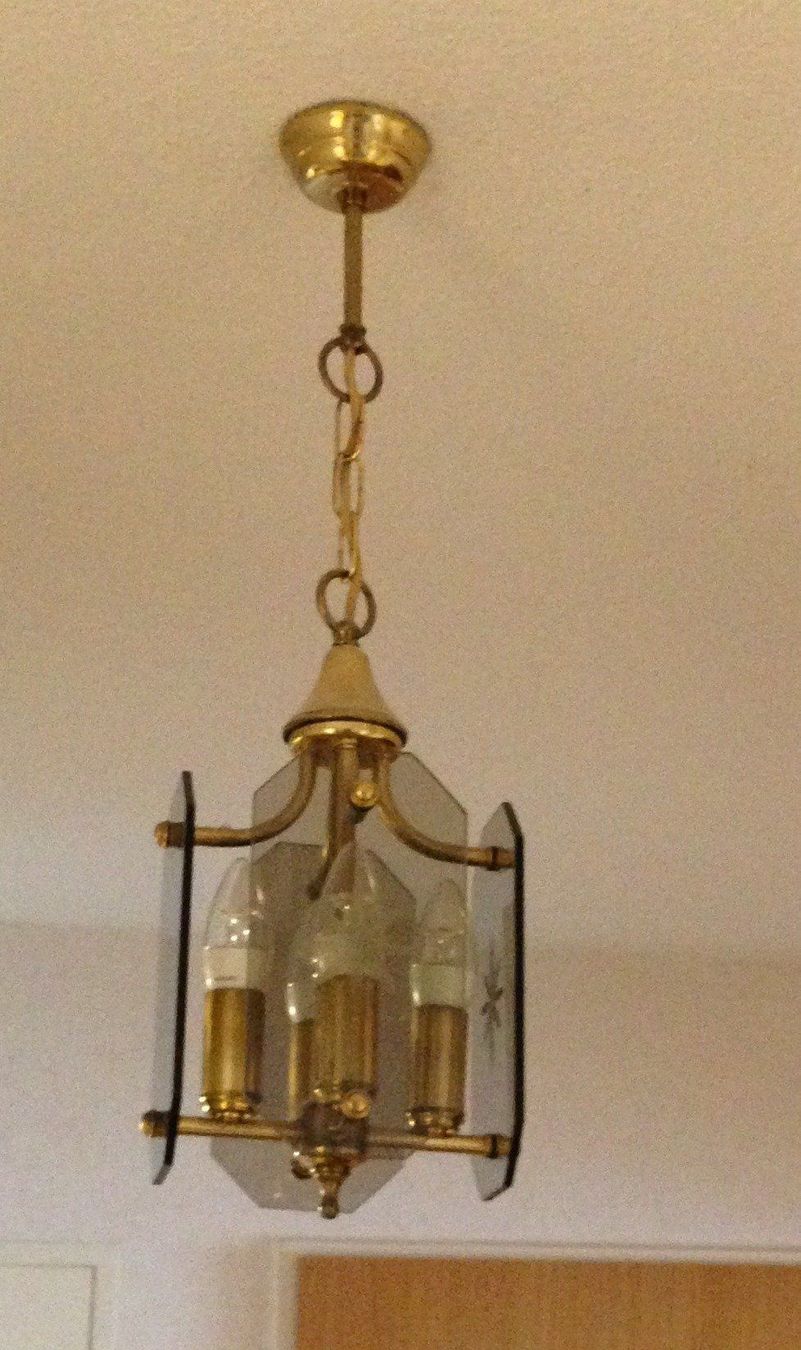 Lampade: 2 Hängelampen Messing Rauchglas – Usato da Eschenbach venduto da Alicekunst 3