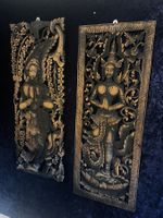 2  wunderschönen asiatische Wanddekor-Holzplatte