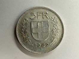 5 Fr. Silber Schweiz 1952