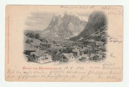Postkarte Gruss auf Grindelwald und Wetterhorn, 19.8.1898