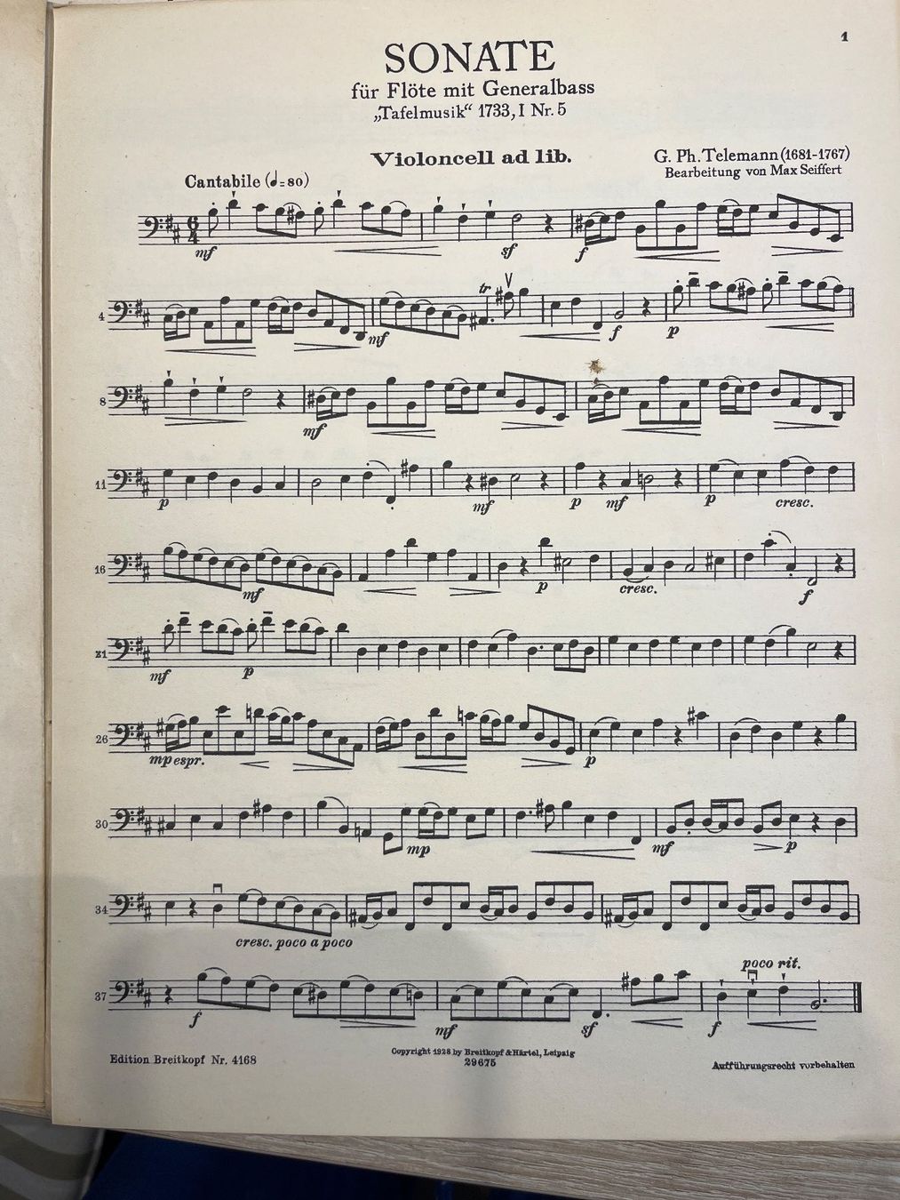 Libri: Notenheft G. PH. Telemann – Usato da Muttenz venduto da Bhuebi 3