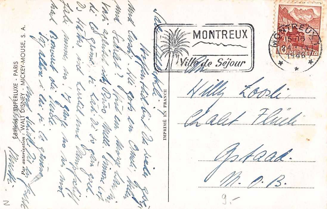 Cartoline postali: GRUSS von MICKEY MOUSE 1942 - ORIGINALKARTE – Usato da Winterthur venduto da SchatzchischtliWinti 1