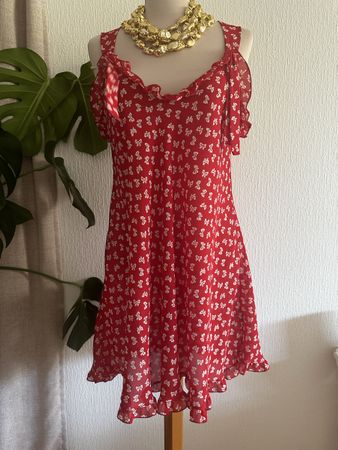 Nuisette Valentino Intimo rouge imprimé nœuds taille M