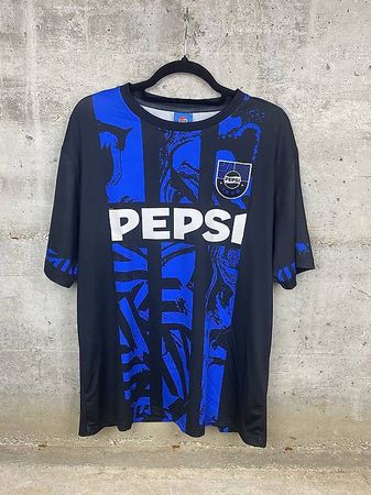 Maillot Pepsi 1898 noir bleu style football  Taille M