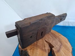 1 schönes antikes grosses Holz Tür Schloss (LOT3388X#TBS1)