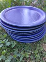 9Teller, Essteller, Keramik, blau, Durchmesser 20cm