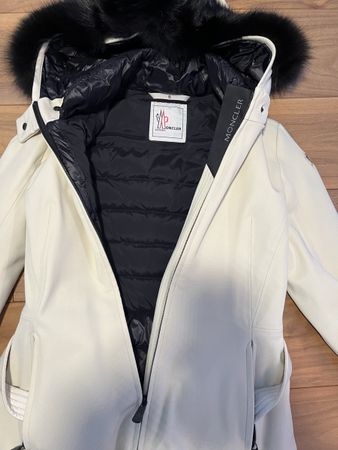 Moncler Grenoble Winter Jacket Real Fur White Women's Size 3