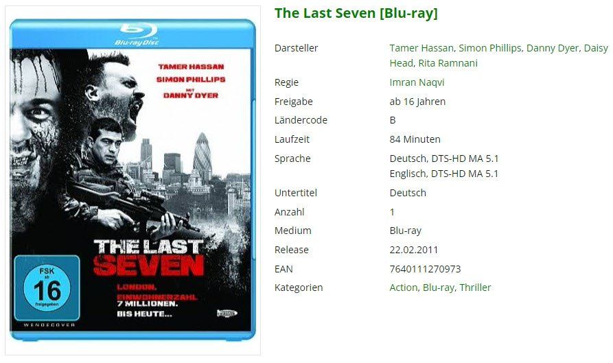 Alle DVDs: The Last Seven (Bluray) – Gebraucht aus Buchrain von Sssschaller