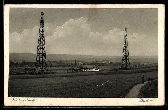 Cartoline postali: Kaiserslautern, Blick auf zwei Sendemast – Usato da Berlin venduto da bartko-reher