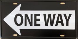 Blechschild One Way 15 x 30 links Einbahn Strassensignal Car