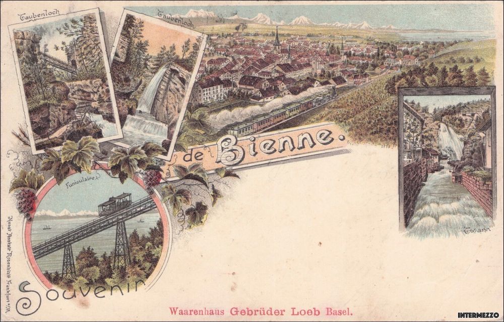 Biel Bienne BE // 1898 Litho Warenhaus Gebrüder Loeb Basel Kaufen auf