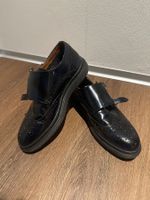 Dunkelblaue Nak Lackleder Doppel-Monkstrap