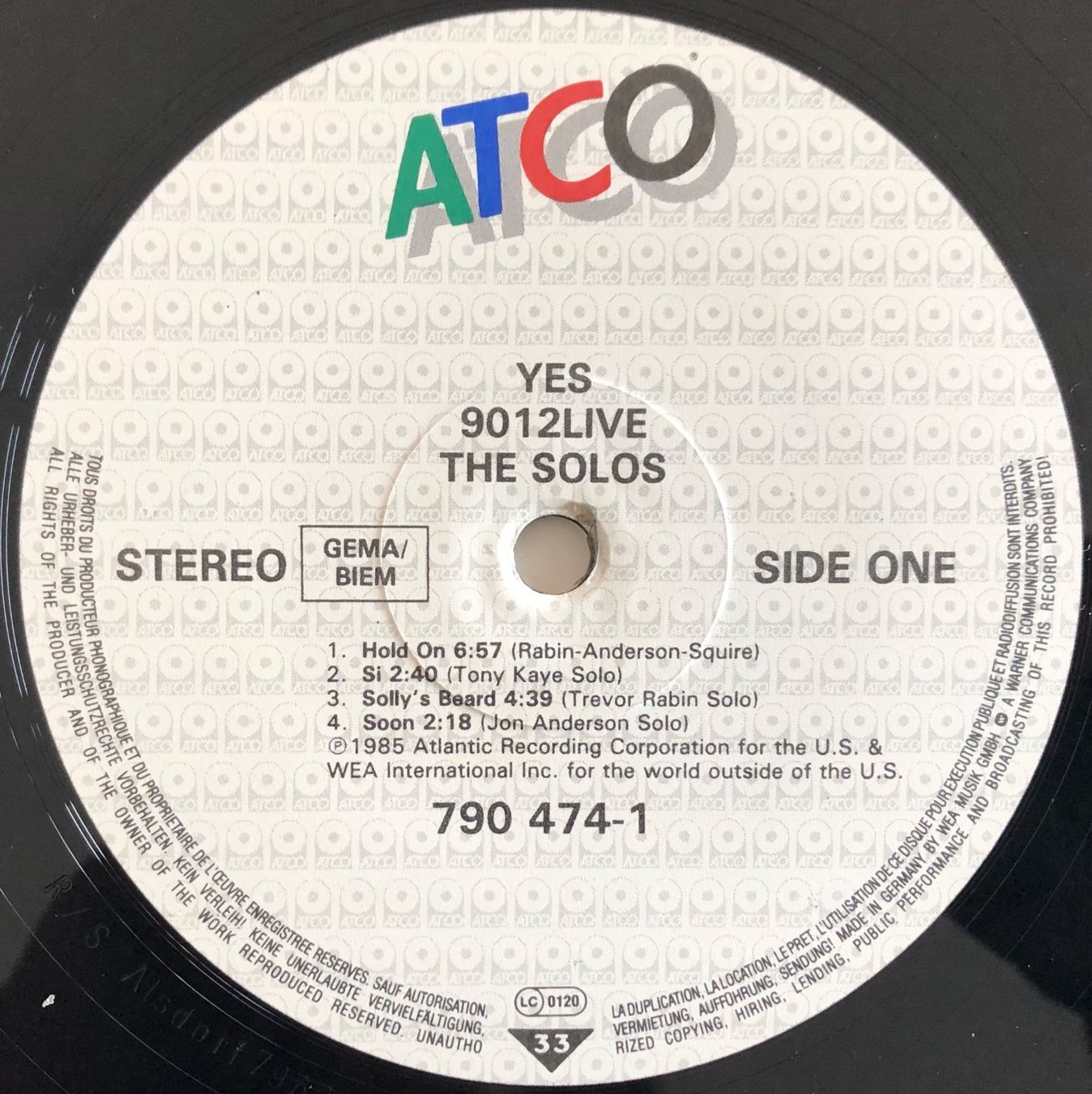 Dischi in vinile: YES - 9012LIVE - THE SOLO – Usato da Poliez-Pittet venduto da Newtown-Records 2