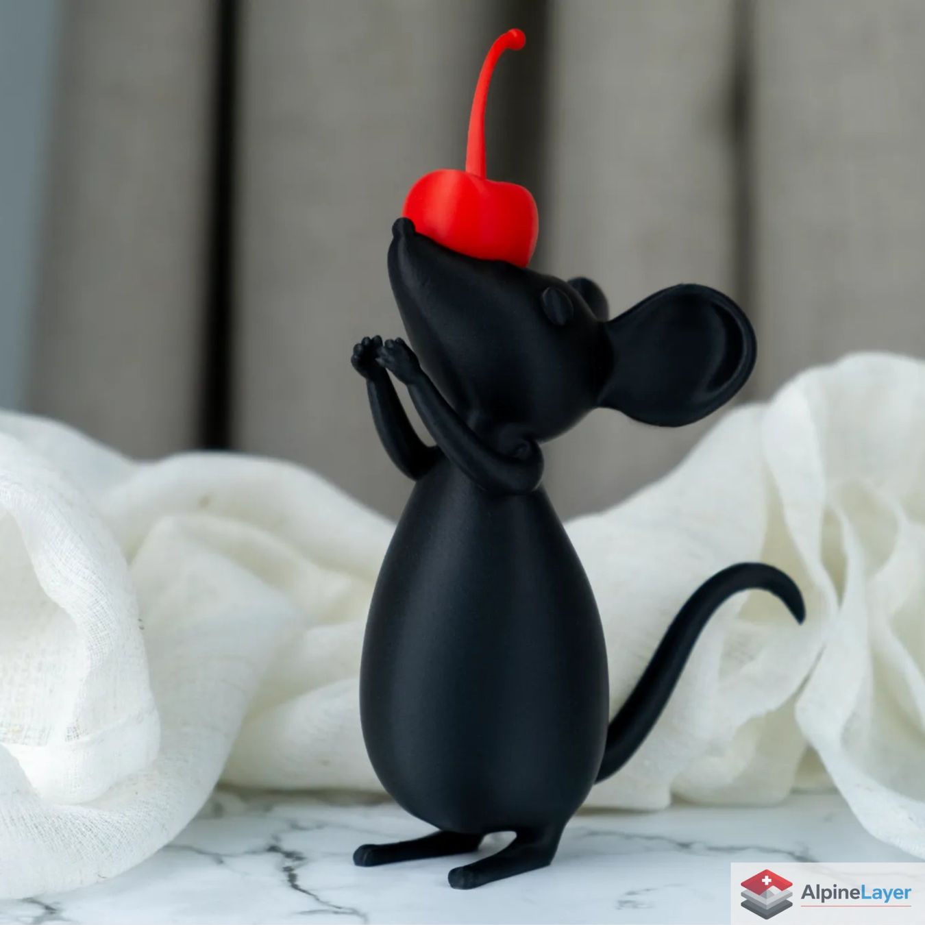 Sculture & Statue: Cherry Thief - Adorable Mouse Sculpture - 3D Printed – Nuovo (secondo la descrizione) da Losone venduto da AlpineLayer