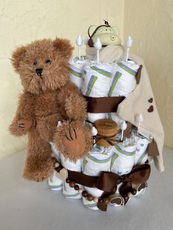 Windeltorte Bär, Geschenk zur Geburt, zur Taufe