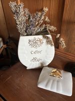 Keramik Vorratsdose Caffe weiss gold Dekor