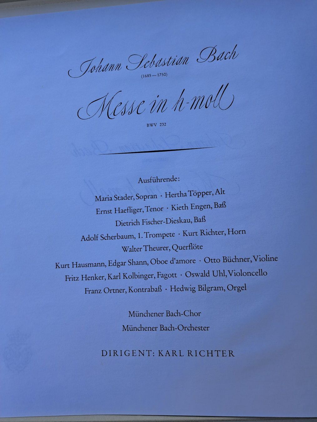 Dischi in vinile: J.S.Bach Messe in h-moll – Usato da Dottikon venduto da lummerins 1