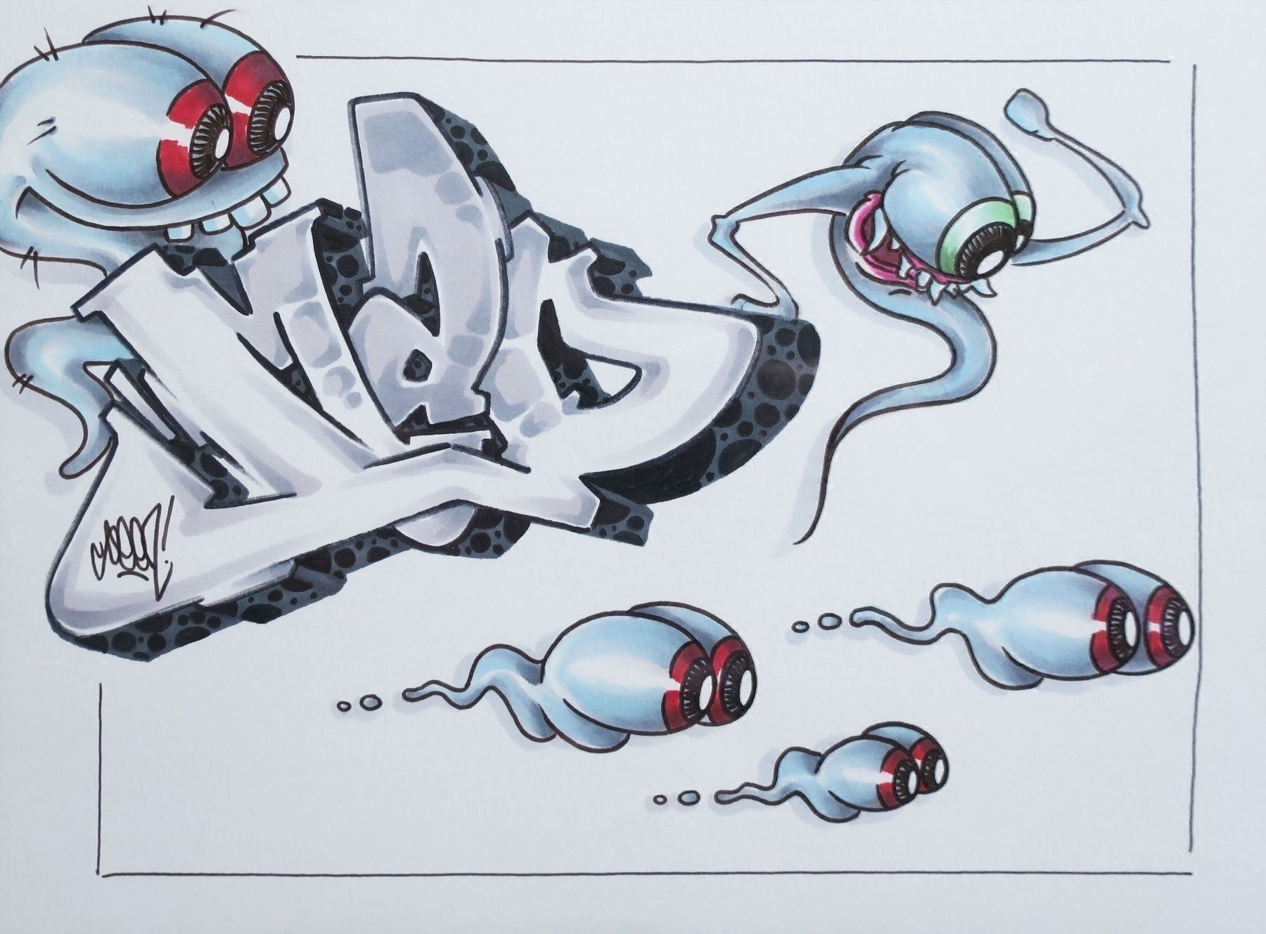Poster & Bilder: 3 SEEN Original Graffiti Paper-Plexiglas – Gebraucht aus Zürich von 1_marsmensch 1