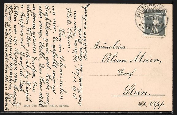 Cartoline postali: Rüschlikon, Ortsansicht mit Wasserblick – Usato da Berlin venduto da bartko-reher 1