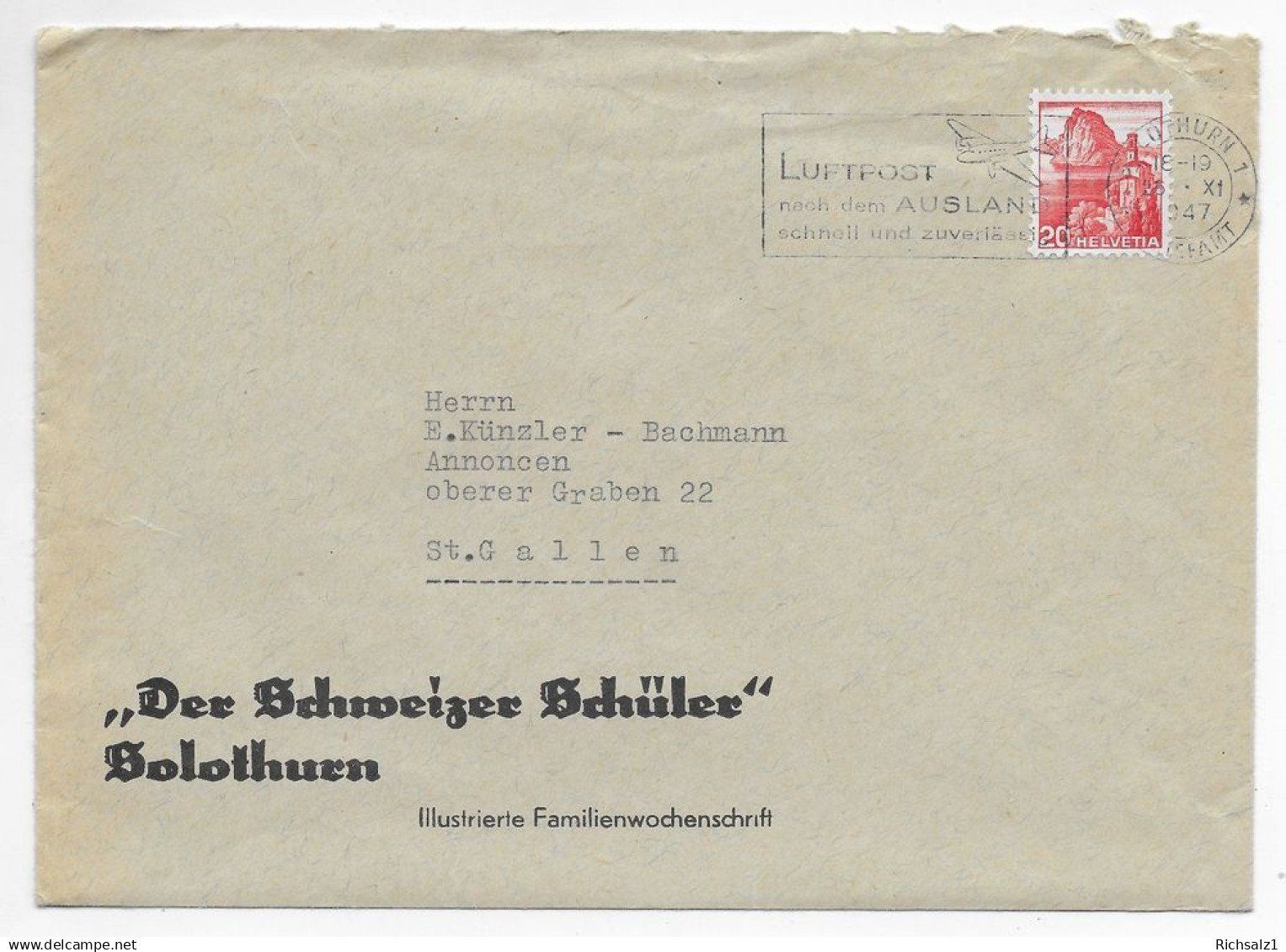 Tutti i francobolli: Heimat Solothurn: "Der Schweizer Schüler" Solothurn 1947 – Usato da Hefenhofen venduto da Richsalz
