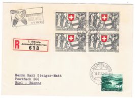 Lettre R. cachet A577 pour Bienne le 14.VI.52