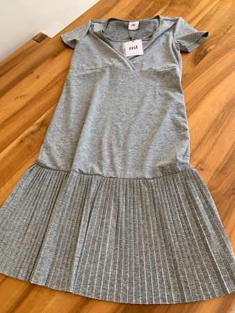 MAMALICIOUS mega Umstandskleid grau mit Plissee Gr. S
