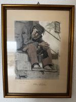 Alte Original-Radierung H. Steiner "Alter Fischer"