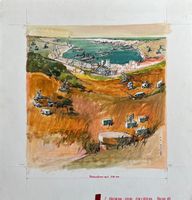 ALFRED KOELLA  AQUARELL SIGNIERT  AUF KARTON 6 TAGE KRIEG