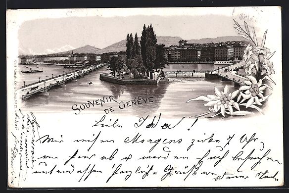 Ansichtskarten: Vorläufer-Lithographie Geneve, 1895, Te – Gebraucht aus Berlin von bartko-reher