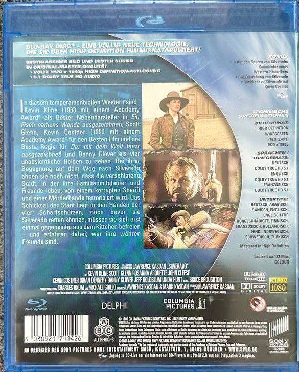 Tutti i DVDs: Silverado Blu-Ray, Western Klassiker mit Kevin Costner – Usato da Beringen venduto da Mantafisch1 1