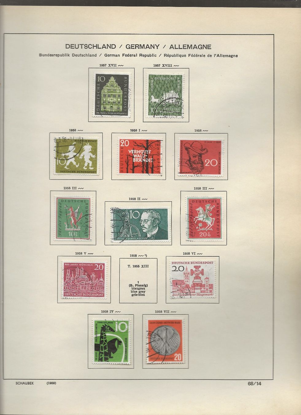 Tutti i francobolli: Marken Deutschland BRD 1955 bis 1958 – Usato da Au ZH venduto da xelagreb01 7