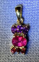 Rubin, Amethyst, Granat Anhänger 💎✨ Silber 925 vergoldet