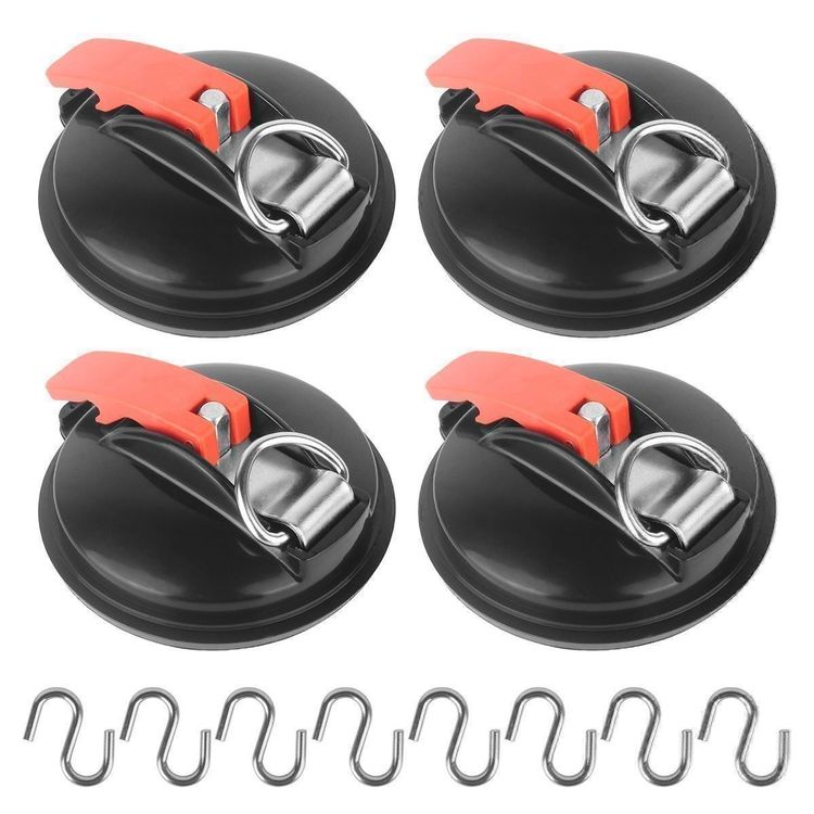 Aohcae Campingsauger, 4 Haken mit Saugnäpfen, extra starker Saugnapf für Auto, Camping Aohcae Campingsauger, 4 Haken mit Saugnäpfen, extra starker Saugnapf für Auto, Camping