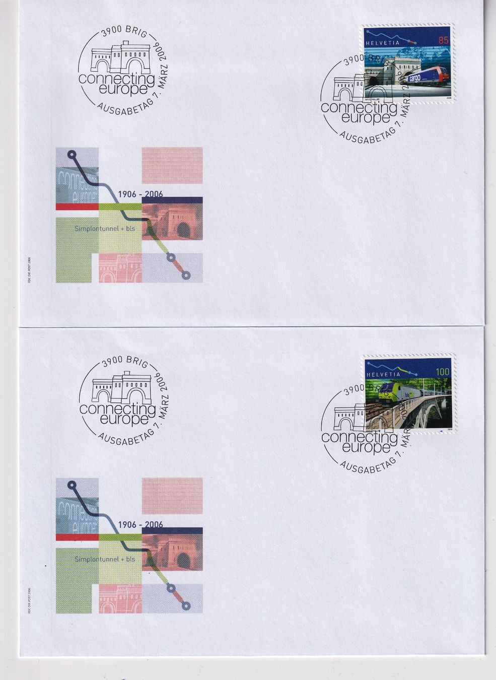 Alle Briefmarken: CH, 2006/2007, Simplon Bahn und Gotthard Bahn – Gebraucht aus Basel von BriefmarkenGroesch 2