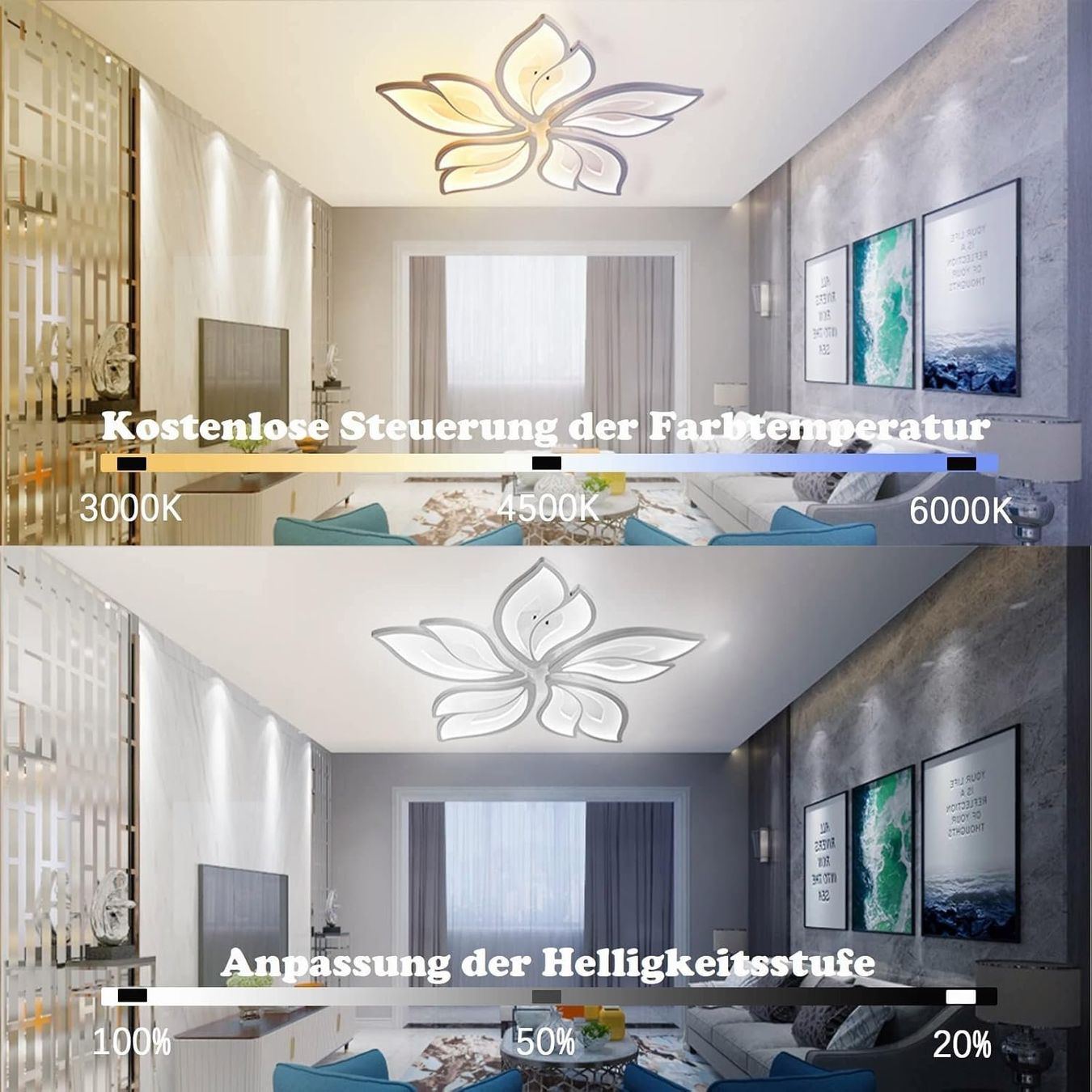 Kronleuchter & Deckenlampen: LED Deckenleuchte Deckenlampe Dimmbar Blumenform  40–80 W – Neu und originalverpackt aus Wittenbach von VELARO 5