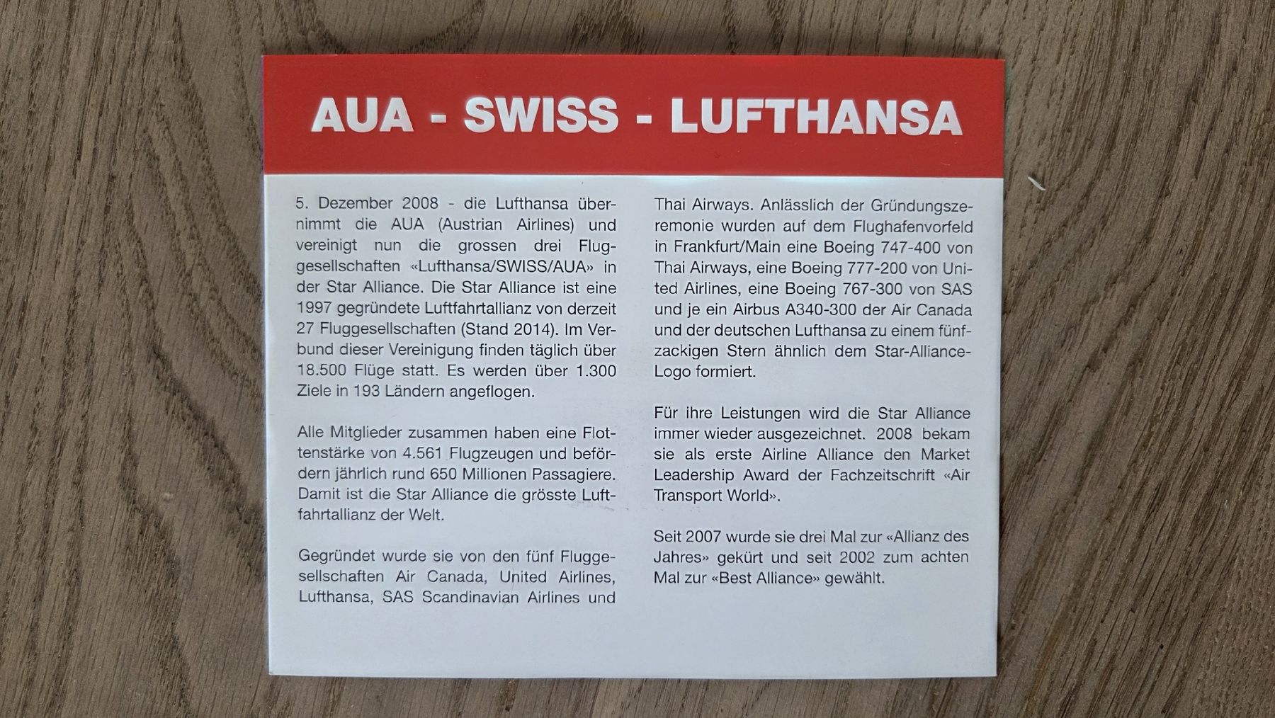 Alle Briefmarken: 2008 Folder AUA -Swiss - Lufthansa – Gebraucht aus Arni AG von Moth68 1