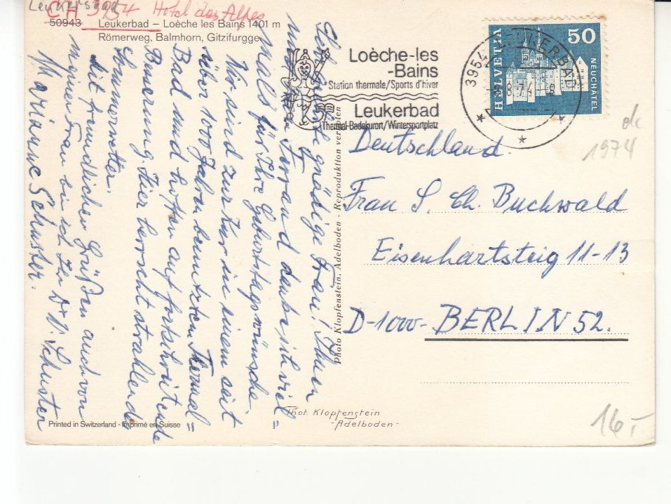 Cartoline postali: Leukerbad 1974 – Usato da Bürglen TG venduto da StampGraf 1