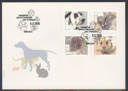 2015, FDC, Sondermarken Haustiere (Nr. 1532–1535)