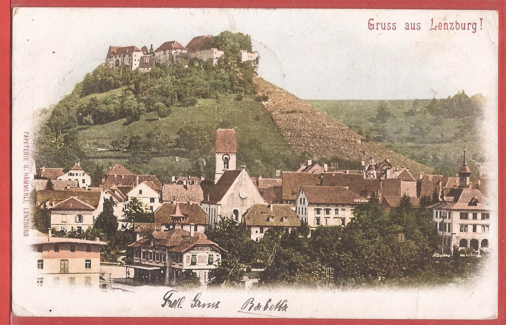 Cartoline postali: Lenzburg mit Bahnhof - 1901 – Usato da Fislisbach venduto da Porano