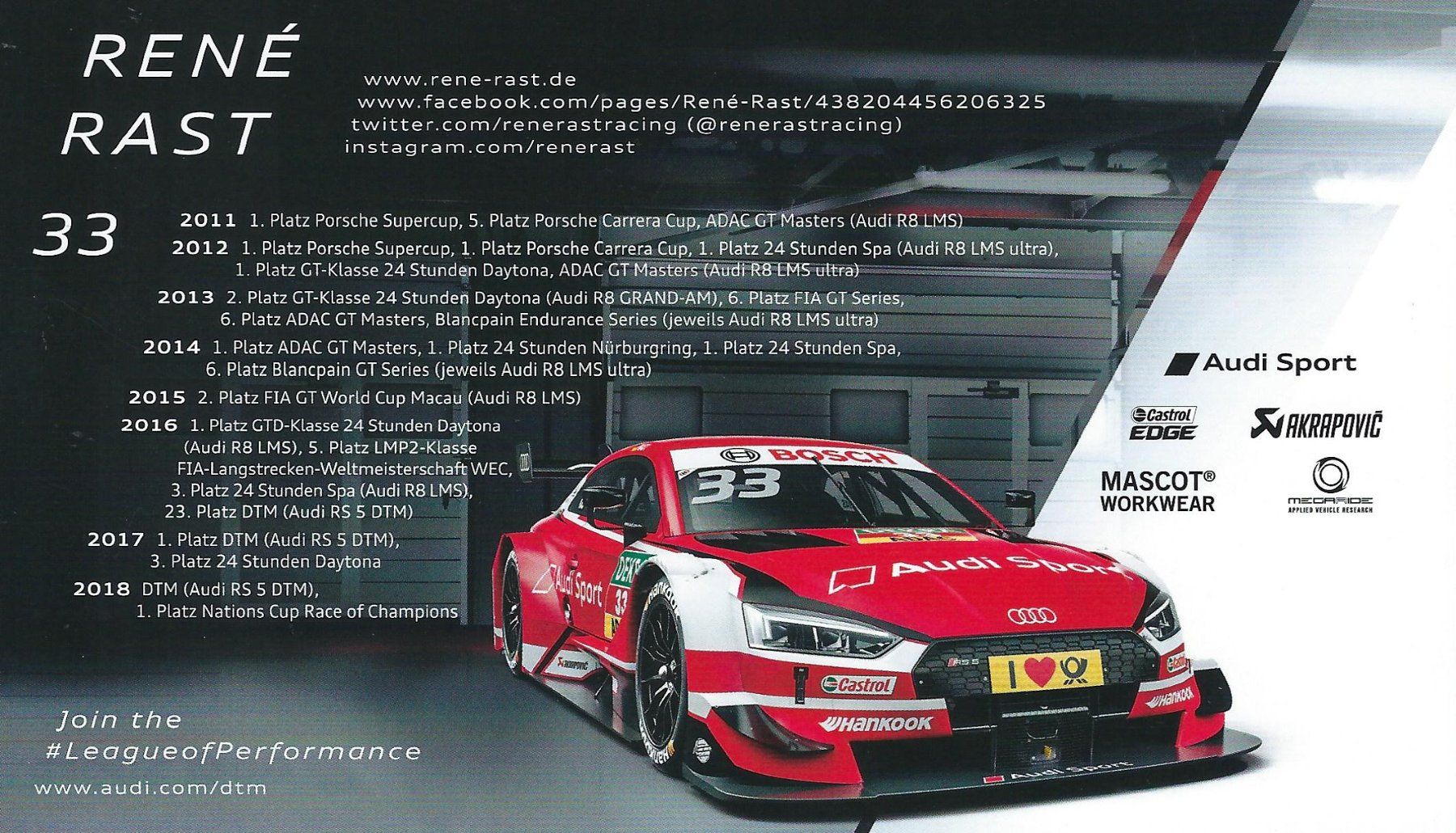 Autografi: Rene Rast, DTM – Usato da Aarburg venduto da Hktm 1