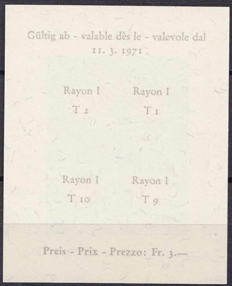 Tutti i francobolli: CH, NABA 1971, SBK W45** – Nuovo (secondo la descrizione) da Castione venduto da Rx-stamps 1