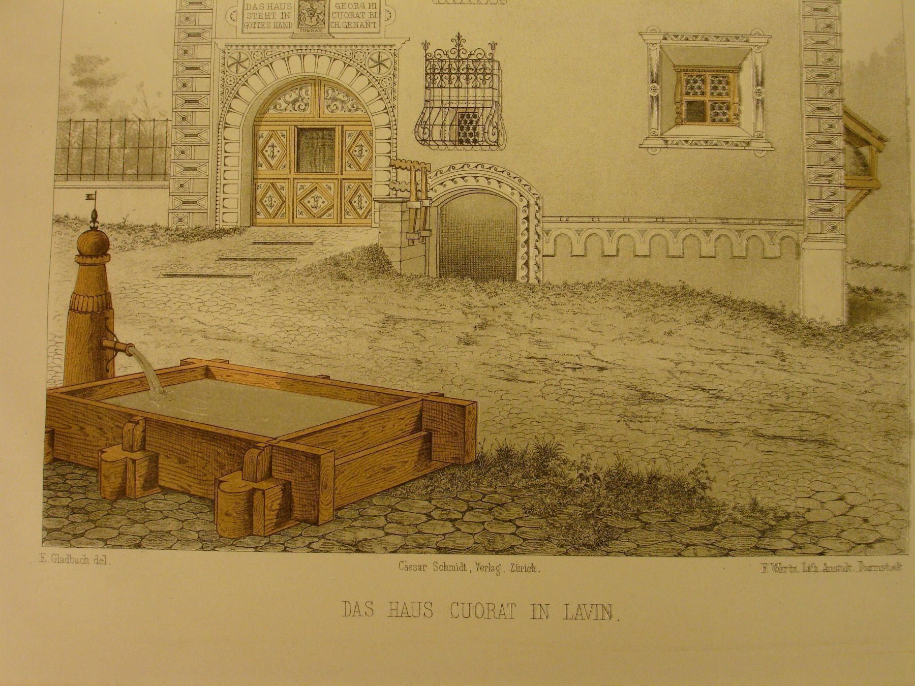 Grafica & Litografie: LAVIN, LITHOGRAPHIE 1886,  HAUS CUORAT – Usato da Grüningen venduto da Kartensammler 3