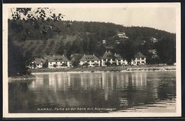 Aarau, Partie an der Aare mit Alpenzeige