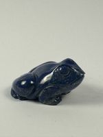Statuetta rana in lapislazzuli blu 7 cm ottima