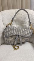 Dior Saddle Bag Oblique Canvas grau Neuwertig